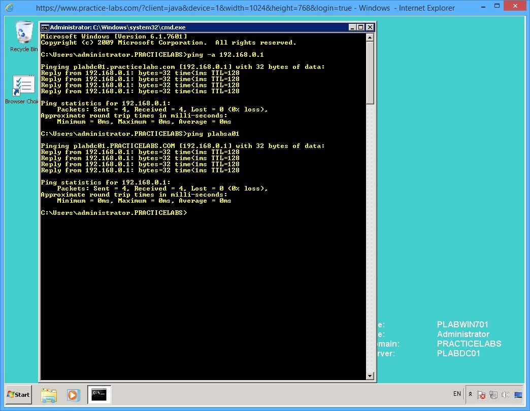 Practice Labs screenshot.